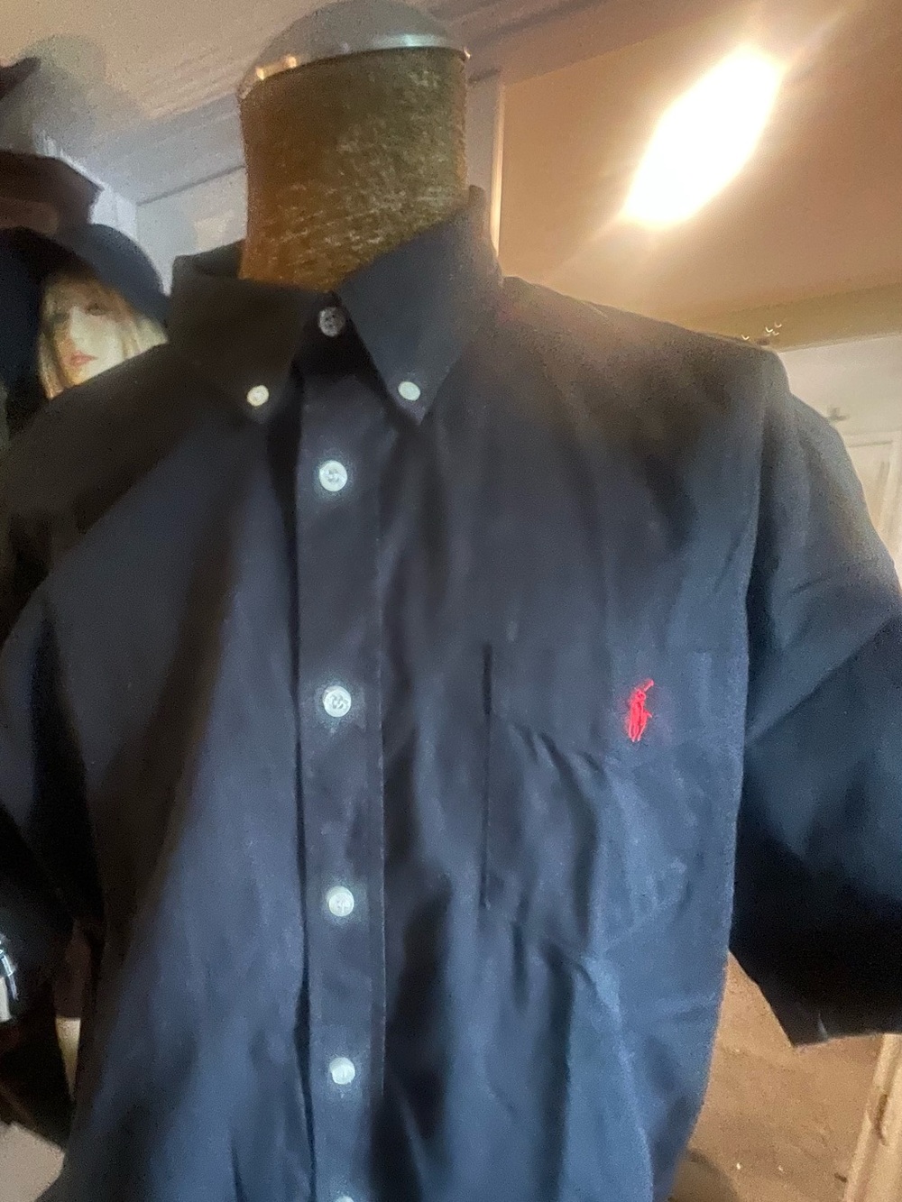 Ralph Lauren Black Label Black Button-Down Shirt with Red Pony